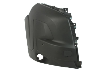 Elemente bara - Colt bara protectie Fata Dreapta (cu orificii proiector ceata, cu orificii senzori parcare, negru) potrivit CITROEN JUMPER III; FIAT DUCATO; OPEL MOVANO C; PEUGEOT BOXER dupa 2023