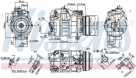 Climatizare - Compresor AC clima BMW Seria 5 (F10), 5 (F11), 5 GRAN TURISMO (F07), 6 (F12), 6 (F13), 6 GRAN COUPE (F06), 7 (F01, F02, F03, F04), X5 (E70), X5 (F15, F85), X6 (E71, E72) 4.4/6.0 intre 2007-2019