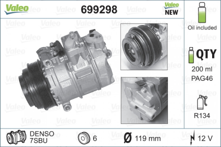 Compresor clima Ac - Compresor AC clima Mercedes Clasa C T-MODEL (S202), C (W202), CLK (A208), CLK (C208), E T-MODEL (S210), E (W210), G (W460), G (W463), M (W163), S (C140), S (W140), SLK (R170) 1.8-5.4 intre 1979-2006
