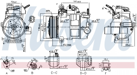 Compresor clima Ac - Compresor climatizare aer conditionat potrivit FORD TOURNEO CONNECT V408 NADWOZIE WIELKO, TRANSIT CONNECT, TRANSIT CONNECT V408/MINIVAN 1.6D 02.13-