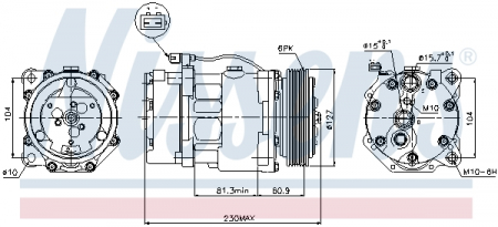 Compresor climatizare aer conditionat potrivit VW CALIFORNIA T4 CAMPER, LT 28-35 II, LT 28-46 II, TRANSPORTER T4 2.3-2.8D 11.90-07.06 [4]