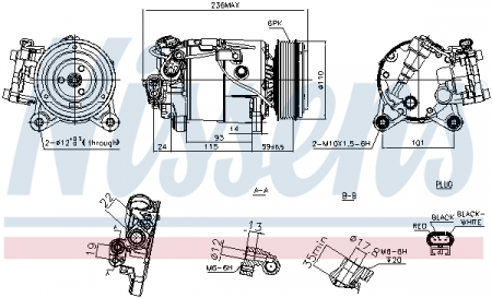 Compresor climatizare potrivit BMW 2 (F22, F87), 2 (F23), 2 (F45), 2 GRAN TOURER (F46), 2 GRAN TOURER VAN (F46), 5 (F10), 5 (F11), 5 (G30, F90), 5 (G31), 6 GRAN TURISMO (G32) 1.2-3.0D 06.10-