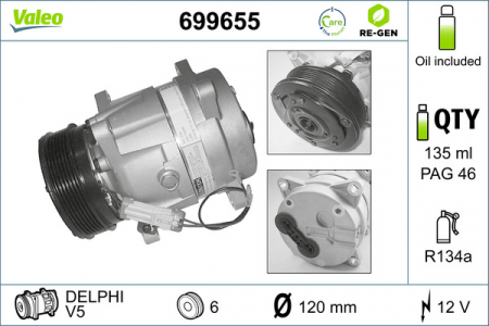 Compresor clima Ac - Compresor climatizare potrivit CITROEN AX, C5 I, XANTIA, XANTIA/KOMBI; PEUGEOT 406 1.4-2.1D 08.91-10.04