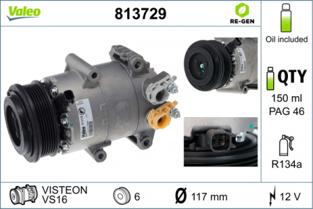 Compresor clima Ac - Compresor climatizare potrivit FORD B-MAX, FIESTA, FIESTA VI, FOCUS III, FOCUS III/HATCHBACK 1.25-1.6D 06.08-