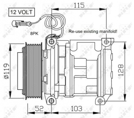 Compresor climatizare (R134a) potrivit JOHN DEERE 3200 A, 3200 AX, 3400 A, 3400 AX, 5070M 2WD, 5070M 4WD, 5080R, 5080RN, 5090R, 5090RN, 5100R, 5100RN, 5620, 5720, 5820, 6010 SE, 6020 SE, 6100 [2]
