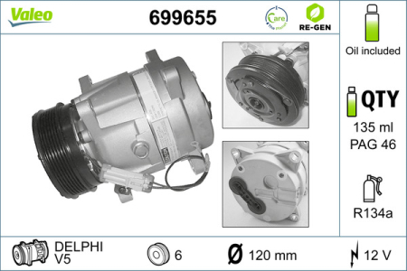 Compresor clima Ac - Compresor climatizare (reconditionat) potrivit CITROEN AX, C5 I, XANTIA; PEUGEOT 406 1.4-2.1D 1991-2004