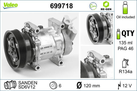 Compresor clima Ac - Compresor climatizare (reconditionat) potrivit NISSAN KUBISTAR; RENAULT CLIO II, KANGOO, KANGOO EXPRESS, MEGANE I CLASSIC, THALIA I, THALIA II 1.2-1.9D dupa 1996