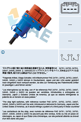 Electrica - Comutator lumini frana ABARTH 500 / 595 / 695, 500C / 595C / 695C, GRANDE PUNTO, PUNTO; ALFA ROMEO 159, GIULIETTA, MITO, SPIDER; CITROEN JUMPER, NEMO; FIAT 500L, BRAVO II, CROMA, DOBLO, DUCATO dupa 20