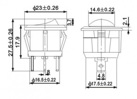 Comutator numar pini 3, 1.0; 12V; rosu [1]