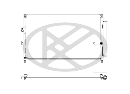 Condensator A/C cu uscator potrivit Honda Accord VIII, Civic VII, Civic VIII 2003-2015 - 1.3-2.4, cu uscator, aluminiu, 382×674×16 mm [1]