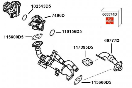 Conducta tubulara EGR potrivit SEAT CORDOBA, IBIZA III; SKODA FABIA I, FABIA II, ROOMSTER; VW POLO 1.9D 01.00-03.10 [1]