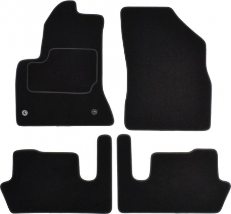 Covorase auto - Covor podea MAMMOOTH Velours, 4 buc., fata/spate, set, culoare neagra, potrivit CITROEN C4 PICASSO I 10.06-08.13, Van, 5 places