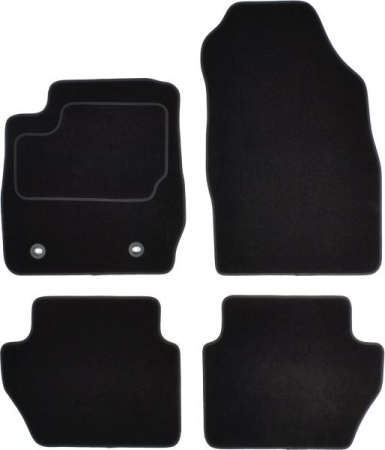 Accesorii auto - Covorase auto (set, velur, 4 bucati, culoare negru, montaj rotund) FORD FIESTA VI dupa 2012 