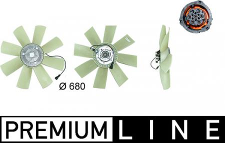 Ventilator - Cupla ventilator radiator (cu ventilator, 680mm, numar lame: 8, numar pini: 5) potrivit VOLVO FM, FM12, FM9 D12C340-D9B380 dupa 1998