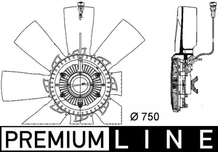 Cupla ventilator radiator (cu ventilator, 750mm, numar lame: 8) potrivit RVI KERAX, MAGNUM; VOLVO FH, FH12, FH16 D12D500-DXi13 dupa 2001 [2]