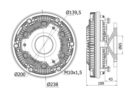 Ventilator - Cupla ventilator radiator potrivit MERCEDES ACTROS, ACTROS MP2 / MP3, MK, SK OM441.982-OM542.964 dupa 1987