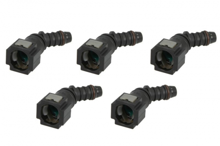 Furtun combustibil - Cuplaj furtun combustibil (unghi, 45°, diametru: 8mm, ID 8; 8mm x 10mm, pret pentru 5 buc.)