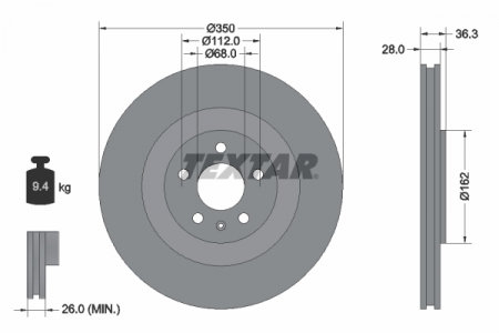 Piese auto electrice - Disc frana Spate Dreapta/Stanga (fara pivot de fixare a rotii) potrivit AUDI A6 ALLROAD C8, A6 C8, A7, A8 D5, E-TRON, Q7, Q8, Q8 E-TRON; VW TOUAREG 2.0-Electric 01.15-