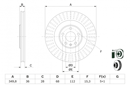 Piese auto electrice - Disc frana Spate Dreapta/Stanga potrivit AUDI A6 ALLROAD C8, A6 C8, A7, A8 D5, E-TRON, E-TRON GT, Q7, Q8; VW TOUAREG 2.0-Electric 01.15-
