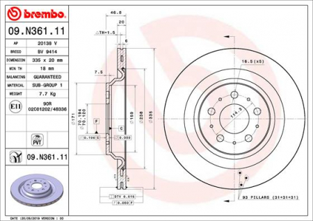 Piese Tesla - Disc frana Spate Dreapta/Stanga potrivit TESLA MODEL 3 Electric 01.17-