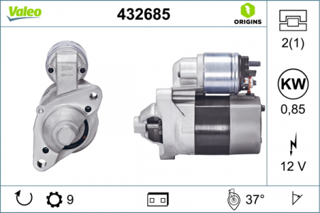 Electromotor (12V, 0,85kW) potrivit DACIA LOGAN, LOGAN II, LOGAN MCV II, SANDERO, SANDERO II; NISSAN KUBISTAR; RENAULT CLIO I, CLIO II, CLIO II/HATCHBACK, CLIO III 1.0ALK-2.5 01.96- [2]
