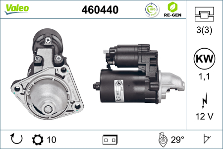 Alternatoare Electromotoare - Electromotor (12V, 1,1kW, reconditionat) potrivit VOLVO C30, S40 II, V50; FORD B-MAX, C-MAX, C-MAX II, ECOSPORT, FIESTA, FIESTA IV, FIESTA V, FIESTA VI, FIESTA/HATCHBACK 1.2-2.0ALK 08.95-