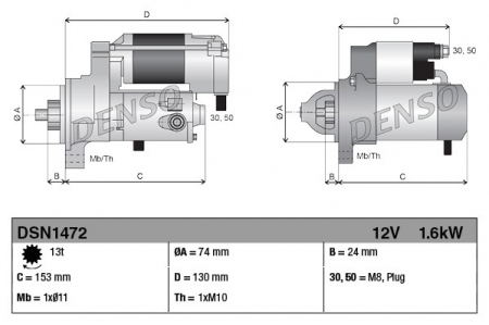 Alternatoare Electromotoare - Electromotor potrivit TOYOTA YARIS 1.3/1.5 dupa 2011 - (12V, 1,6kW)