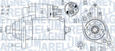 Electromotor (12V, 1,7kW) potrivit AUDI A3; SEAT ALTEA, ALTEA XL, IBIZA IV, LEON; SKODA OCTAVIA II, YETI; VW BEETLE, CADDY III, CADDY III/MINIVAN, EOS, GOLF PLUS V, GOLF VI 1.2-2.0D 02.03-