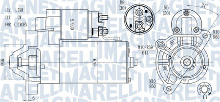 Alternatoare Electromotoare - Electromotor potrivit CITROEN BERLINGO, BERLINGO/MINIVAN, BX, C15, C15/MINIVAN, C25, C4, C4 GRAND PICASSO I, C4 I, C4 PICASSO I, C5 I, C5 II, C5 III, C6, C8, DS4 1.7D-3.0 dupa 1982 - (12V, 1,7kW)