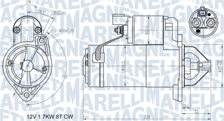Electromotor potrivit HYUNDAI ACCENT III, ELANTRA IV, GETZ, I20 I, I30, IX20, MATRIX; KIA CARENS III, CEE'D, CERATO I, PICANTO I, PRO CEE'D, RIO II, RIO III, SOUL I 1.1D-1.6D dupa 2004 - (12V, 1,7kW) [2]