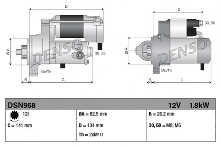 Electromotor (12V, 1,8kW) MERCEDES C (CL203), C T-MODEL (S203), C T-MODEL (S204), C (W203), C (W204), CLC (CL203), CLK (C209), E T-MODEL (S211), E (W211), SPRINTER 3,5-T (906) 2.1D/2.2D  [2]