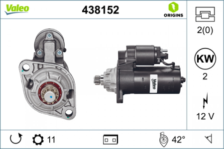 Electromotor (12V, 2kW) potrivit AUDI A3, TT; FORD GALAXY I; SEAT ALHAMBRA, CORDOBA, IBIZA III, LEON, TOLEDO II; SKODA FABIA I, OCTAVIA I; VW BORA, BORA I, GOLF IV, GOLF V 1.8-3.2 03.95-12.10 [0]