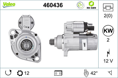 Electromotor (12V, 2kW, reconditionat) potrivit AUDI A1, A3, Q3, TT; SEAT ALTEA, ALTEA XL, ATECA, CORDOBA, IBIZA III, IBIZA IV, IBIZA IV SC, LEON, TOLEDO III; SKODA FABIA I 1.4-3.2 02.02- [0]