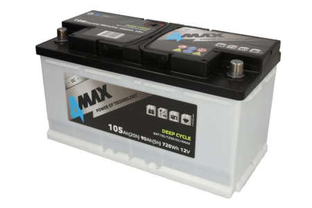 Acumulator 4MAX 12V 105Ah (EN) DEEP-CYCLE (R+ borna standard) 353x175x190 B13 - flansa de montare 10.5 mm (ciclu profund) [1]