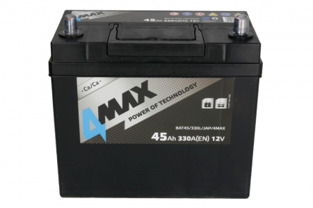 Acumulator 4MAX 12V 45Ah/330A (L+ borna subtire (ptr vehicule japoneze) + borna standard) 238x129x227 B00 - fara flansa de montare (pornire) [2]