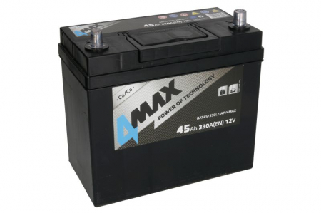 Acumulator 4MAX 12V 45Ah/330A (L+ borna subtire (ptr vehicule japoneze) + borna standard) 238x129x227 B00 - fara flansa de montare (pornire) [1]
