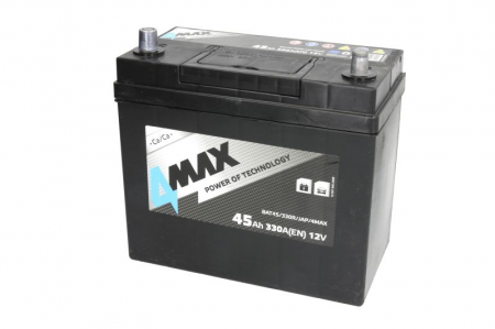 Electrice - Acumulator 4MAX 12V 45Ah/330A (R+ borna subtire (ptr vehicule japoneze) + borna standard) 238x129x227 B00 - fara flansa de montare (pornire)