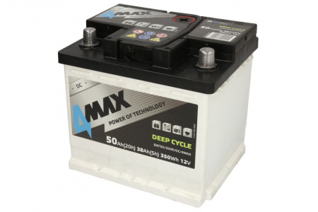 Acumulator 4MAX 12V 50Ah (EN) DEEP-CYCLE (R+ borna standard) 207x175x190 B13 - flansa de montare 10.5 mm (ciclu profund) [1]