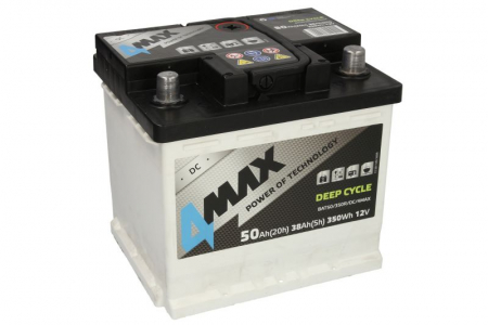 Acumulator 4MAX 12V 50Ah (EN) DEEP-CYCLE (R+ borna standard) 207x175x190 B13 - flansa de montare 10.5 mm (ciclu profund) [2]