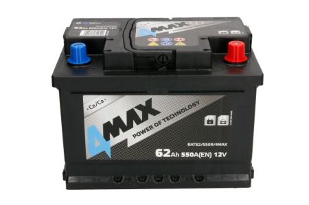 Acumulator 4MAX 12V 62Ah/550A (R+ borna standard) 242x175x175 B13 - flansa de montare 10.5 mm (pornire) [2]