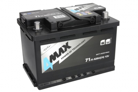 Acumulator 4MAX 12V 71Ah/620A (EN) ECOLINE (R+ borna standard) 278x175x190 B13 - flansa de montare 10.5 mm (pornire) [1]