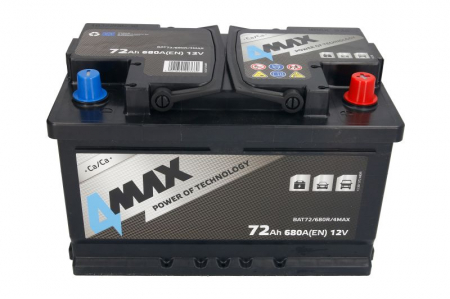Acumulator 4MAX 12V 72Ah/680A (R+ borna standard) 278x175x175 B13 - flansa de montare 10.5 mm (pornire) [2]