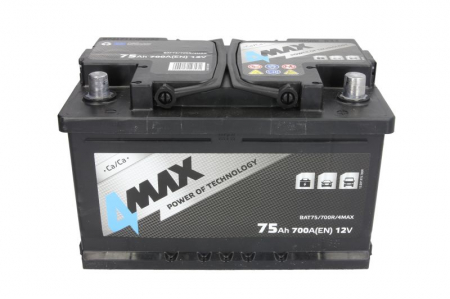 Acumulator 4MAX 12V 75Ah/700A (R+ borna standard) 278x175x175 B13 - flansa de montare 10.5 mm (pornire) [2]
