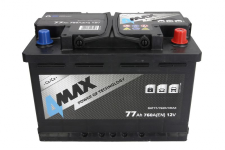 Acumulator 4MAX 12V 77Ah/760A (EN) ECOLINE (R+ borna standard) 278x175x190 B13 - flansa de montare 10.5 mm (pornire) [2]