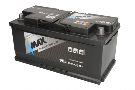 Electrice - Acumulator 4MAX 12V 90Ah/720A (EN) ECOLINE (R+ borna standard) 353x175x175 B13 - flansa de montare 10.5 mm (pornire)