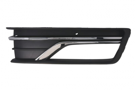 Elemente bara - Element bara fata dreapta (cu dungă acoperită cu crom, cu orficii lampa ceata, plastic, negru/crom) potrivit VW PASSAT B7 FL USA 2016-2019