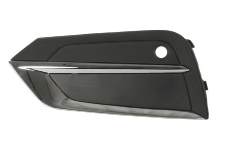 Elemente bara - Element bara fata stanga (cu dungă acoperită cu crom, cu orificii senzori parcare, plastic, negru/crom) potrivit VOLVO XC60 II 03.17-