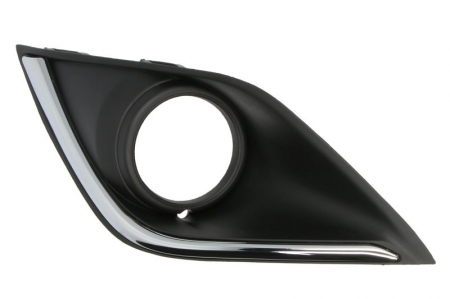 Element bara fata stanga (cu dungi crom, cu orficii lampa ceata, plastic, negru) potrivit MITSUBISHI OUTLANDER III 02.15-09.18 [0]
