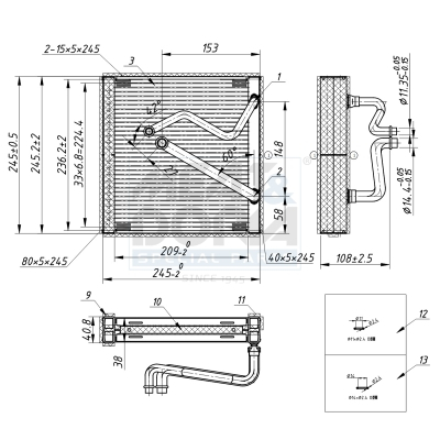 Evaporator sistem climatizare potrivit AUDI A3, TT; SEAT ALHAMBRA, ALTEA, ALTEA XL, LEON, TOLEDO III; SKODA OCTAVIA II, SUPERB II, YETI; VW CADDY ALLTRACK IV, CADDY III 1.0-3.6 2003-2022 [1]