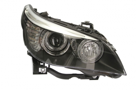 Piese Auto - Far dreapta (D1S/H3/H8, electric, cu motoras, fundal cromat) BMW Seria 5 2007-2010